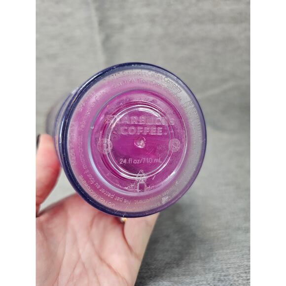 STARBUCKS COFFEE 2013 DANDELION BLOSSOM PURPLE- Tumbler Cold Cup Venti 24 oz - Picture 4 of 5